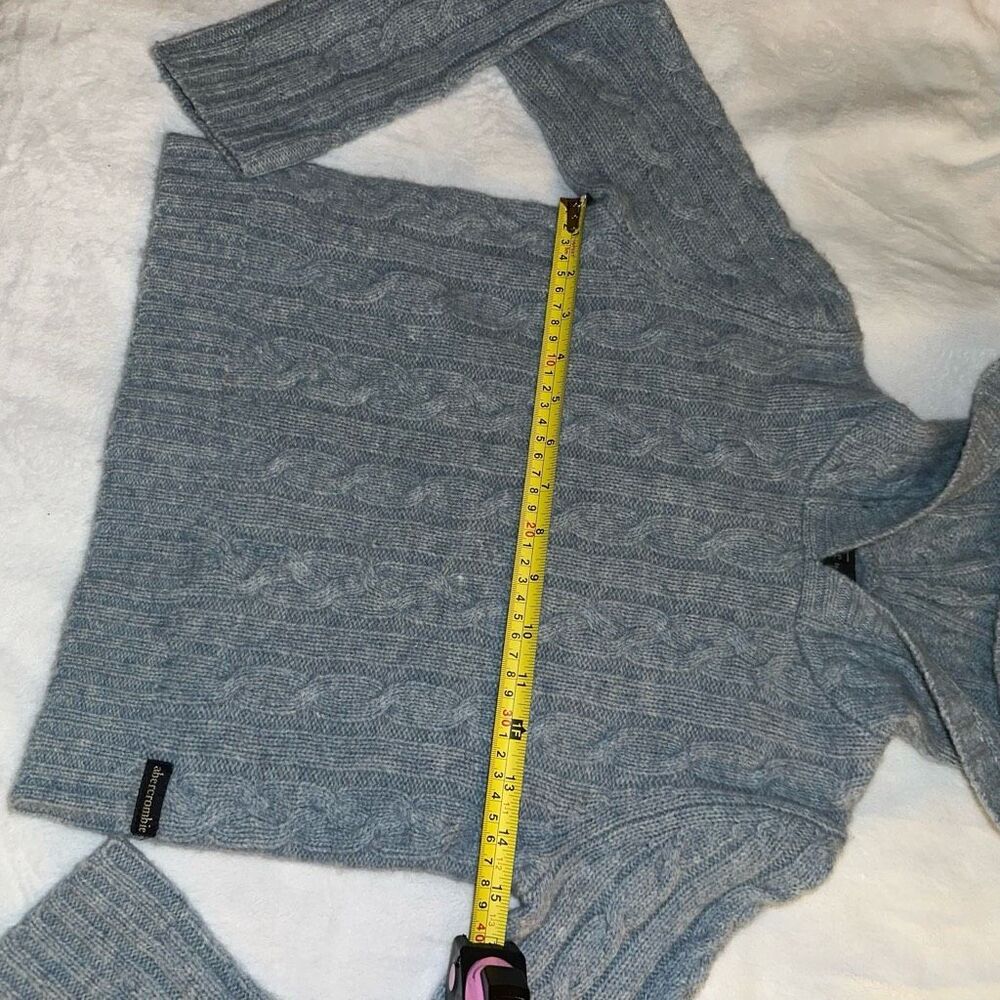 Abercrombie Kids 100% Wool Hooded Sweater Blue Gray Small Gently Worn - Picture 6 of 12